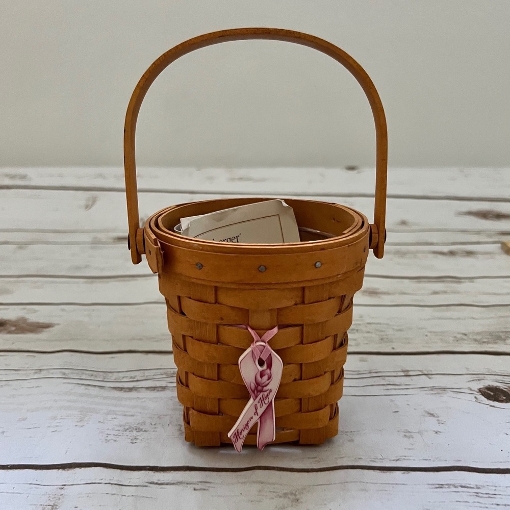 Longaberger Horizon of Hope Basket Natural Pink Ribbon 2001 Small 4.5in